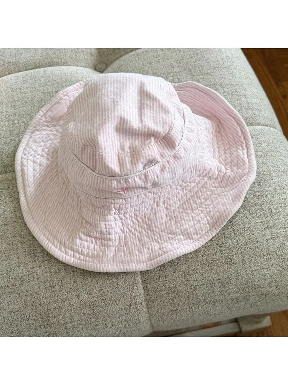 Coolibar Girls UPF 50+ Sun Hat Pink White S/M Beach Travel